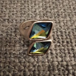 Uno de 50 silver cube crystal ring